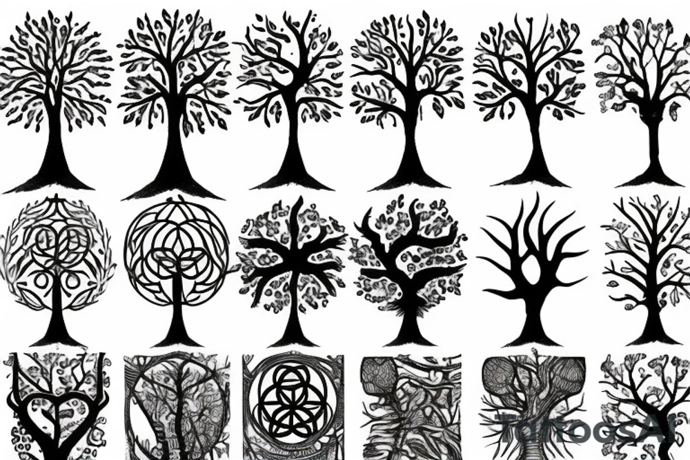 tree of life with long roots tattoo idea