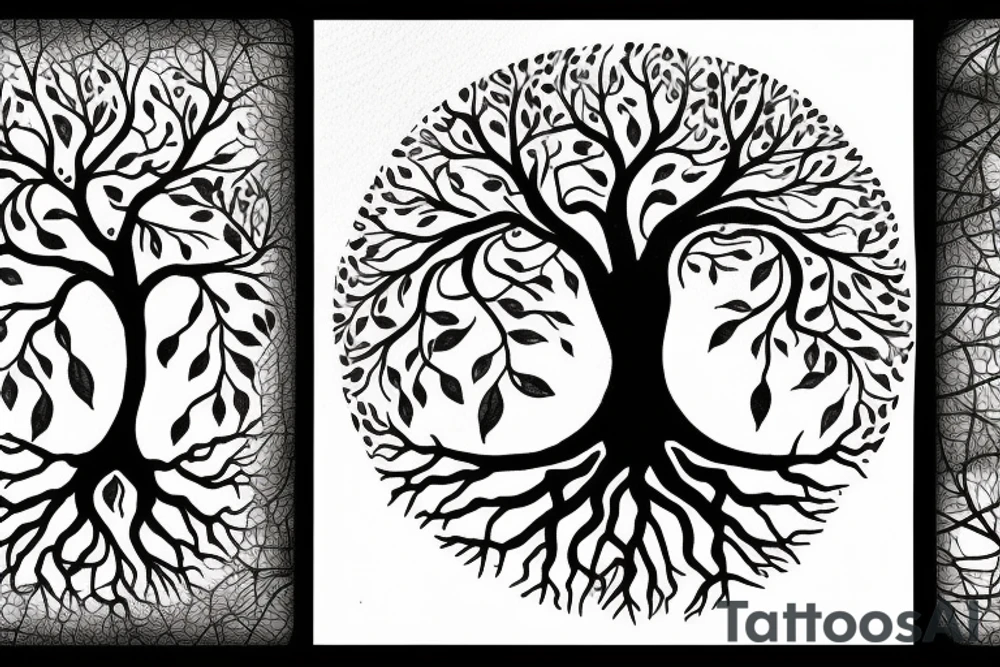 tree of life with long roots tattoo idea