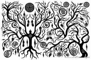 tree of life with long roots tattoo idea