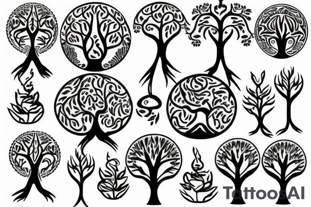 tree of life with long roots tattoo idea