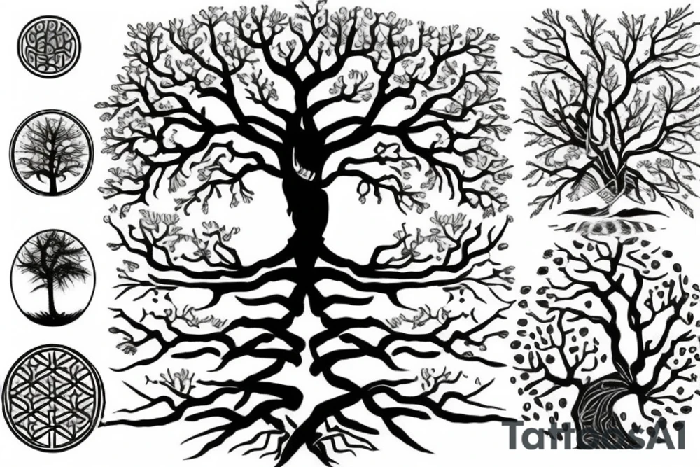 tree of life with long roots tattoo idea