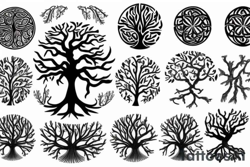 tree of life with long roots tattoo idea