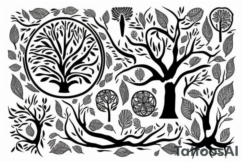 tree of life with long roots tattoo idea