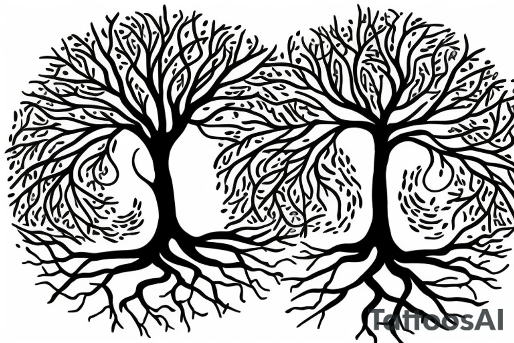 tree of life with long roots tattoo idea