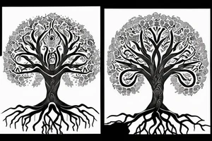 tree of life with long roots tattoo idea