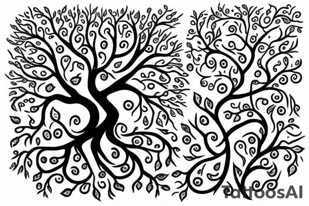 tree of life with long roots tattoo idea