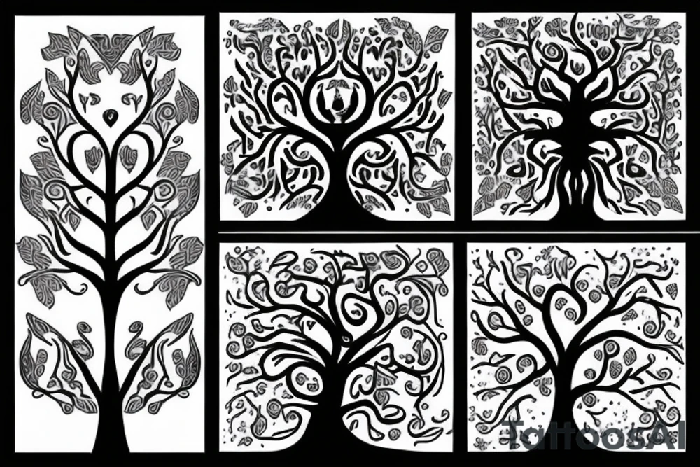 tree of life with long roots tattoo idea