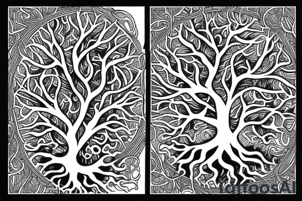 tree of life with long roots tattoo idea