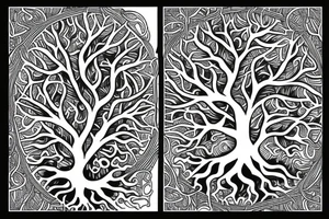 tree of life with long roots tattoo idea