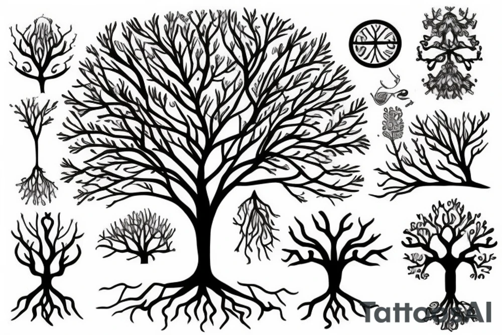 tree of life with long roots tattoo idea
