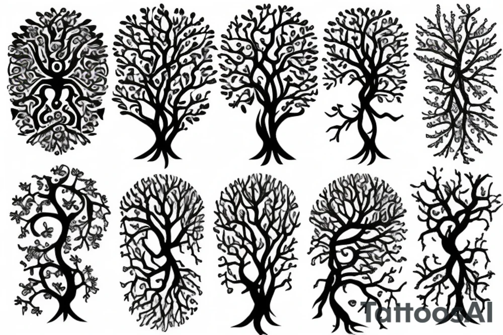 tree of life with long roots tattoo idea