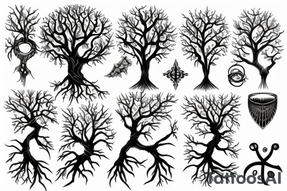 tree of life with long roots tattoo idea