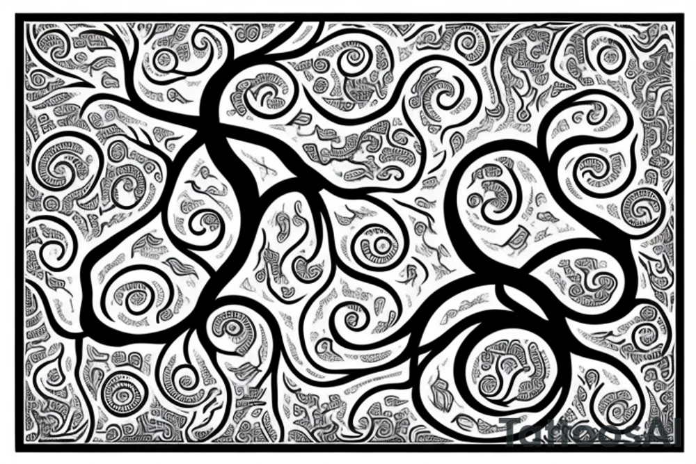 tree of life with long roots tattoo idea