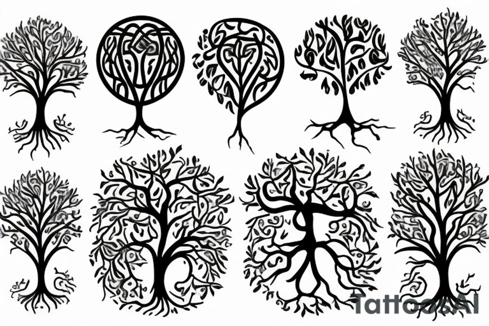 tree of life with long roots tattoo idea