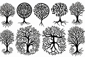 tree of life with long roots tattoo idea