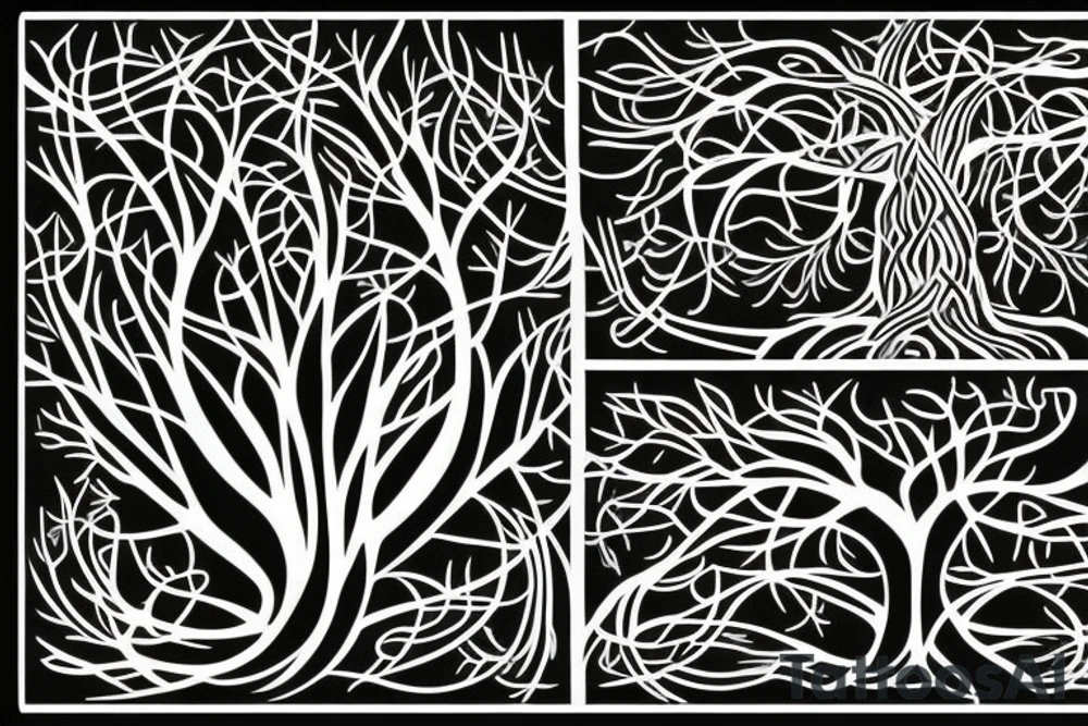 tree of life with long roots tattoo idea
