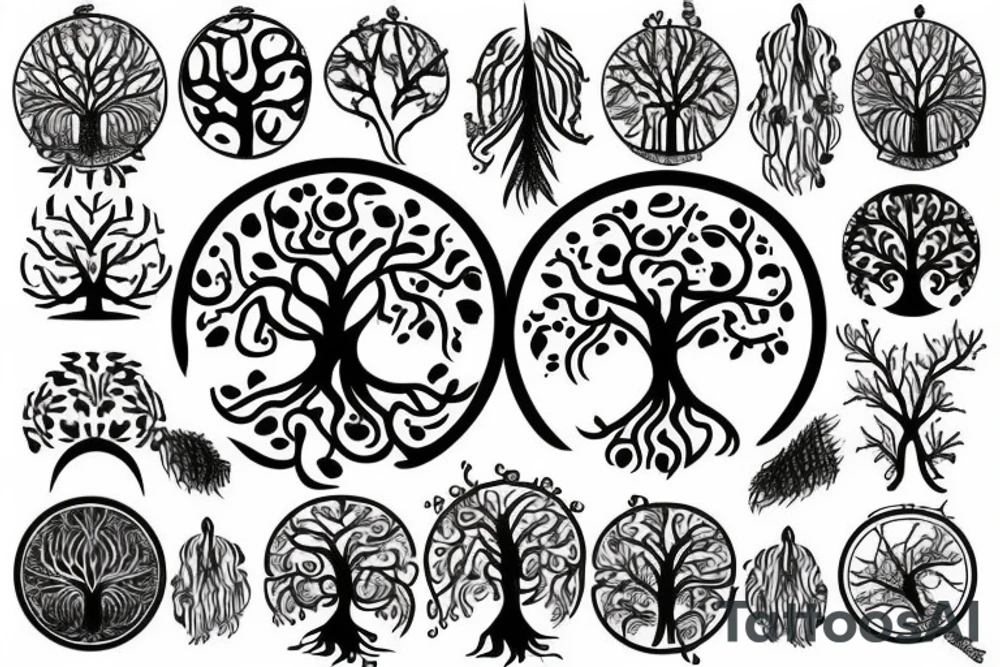 tree of life with long roots tattoo idea