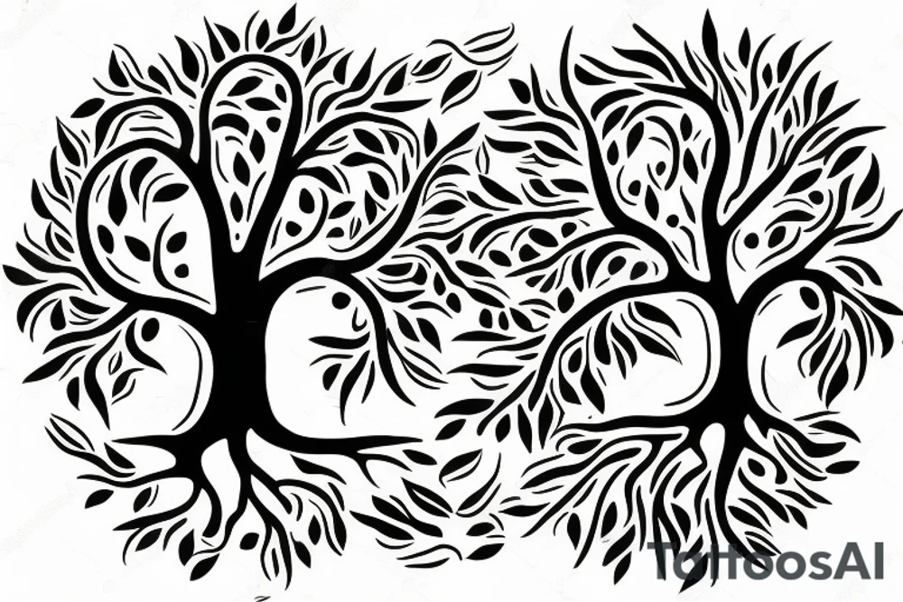 tree of life with long roots tattoo idea
