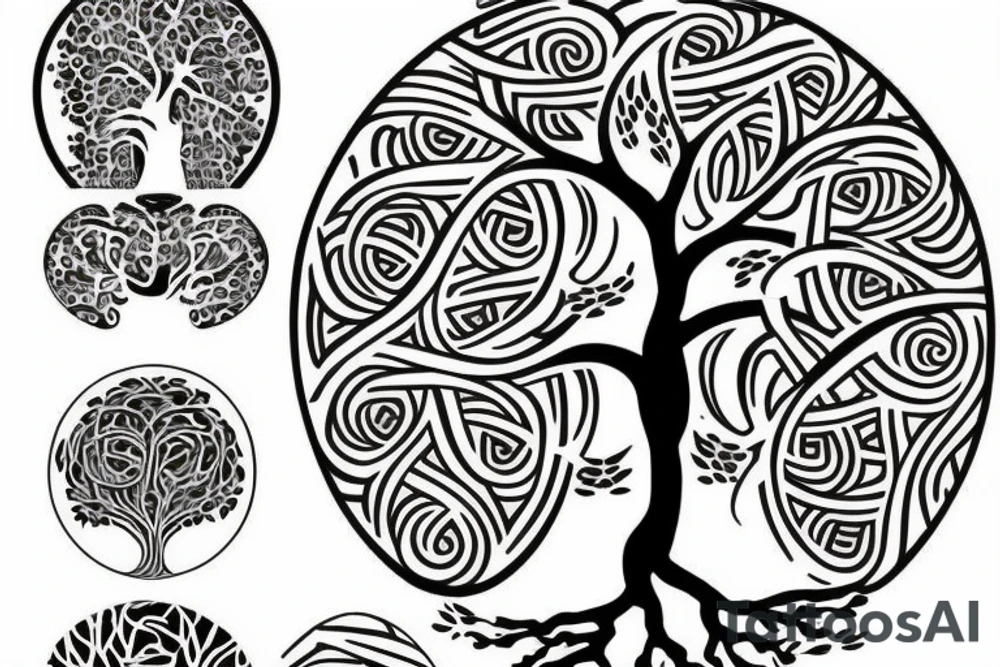 tree of life with long roots tattoo idea