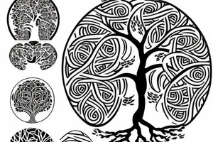 tree of life with long roots tattoo idea
