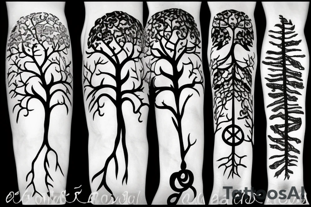 tree of life with long roots tattoo idea