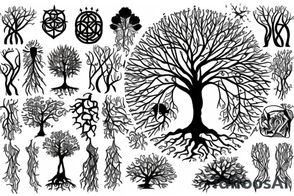 tree of life with long roots tattoo idea