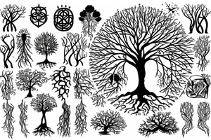 tree of life with long roots tattoo idea