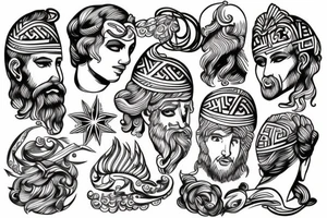 Greek god with a Greek pattern tattoo idea
