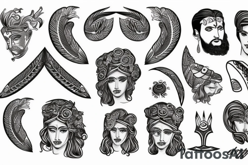 Greek god with a Greek pattern tattoo idea