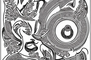 Greek god on a Greek pattern background tattoo idea