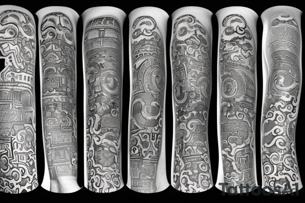Greek pattern background and Alexander the Great tattoo idea