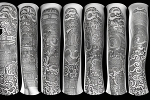 Greek pattern background and Alexander the Great tattoo idea