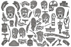 Greek pattern background and Alexander the Great tattoo idea
