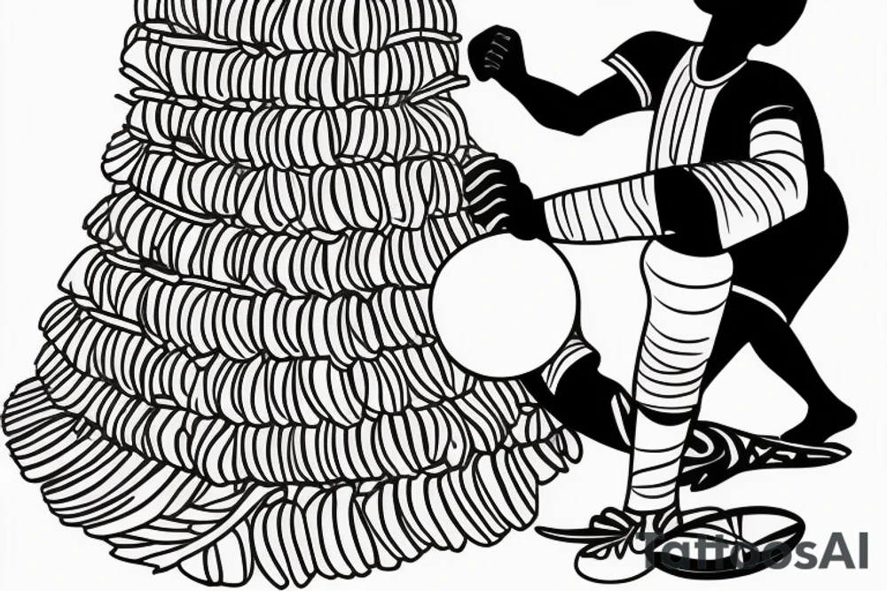 An african boy playing football under a vachellia tortilis with a marabout on the tree tattoo idea An african boy playing football under a vachellia tortilis with a marabout on the tree tattoo idea