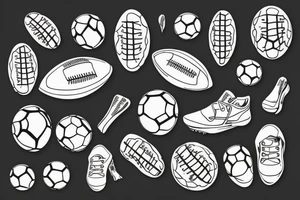 An african little boy playing football under a vachellia tortilis tattoo idea
