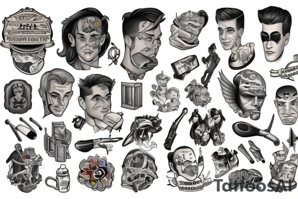 Mateo, Nolan, Benjamin American traditional style tattoo idea