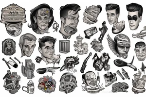 Mateo, Nolan, Benjamin American traditional style tattoo idea