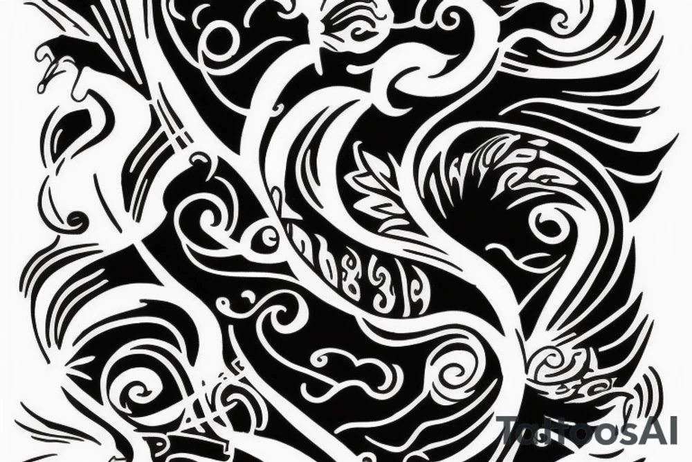 Bootle of wine with sea and see animal tattoo idea