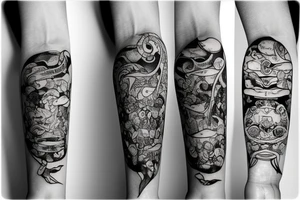 Wine bootle inside that bottle ocean with animal tattoo idea