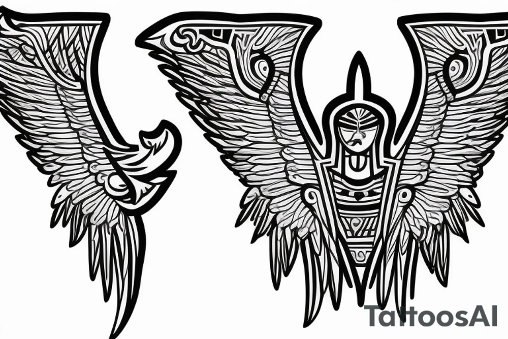 Maat seated position wings spread tattoo idea