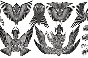 Maat seated position wings spread tattoo idea