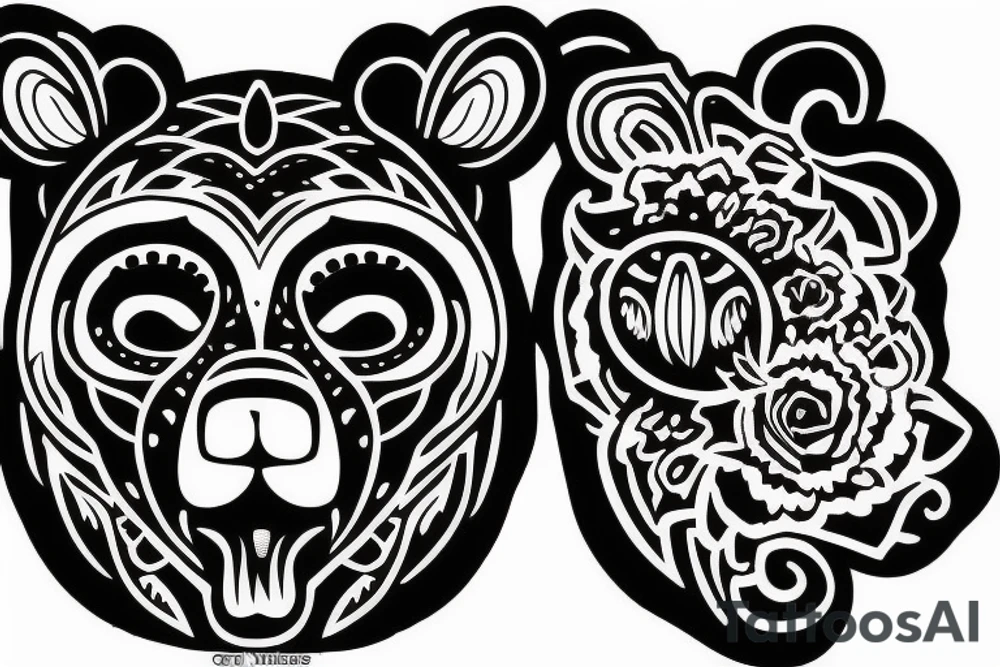side of bear head tattoo idea