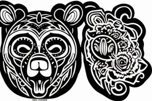 side of bear head tattoo idea