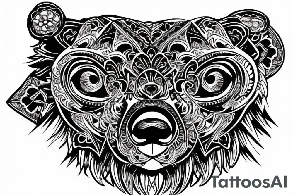 side of bear head tattoo idea