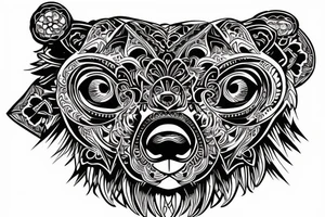 side of bear head tattoo idea