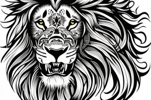 Aggressive lion head tattoo idea