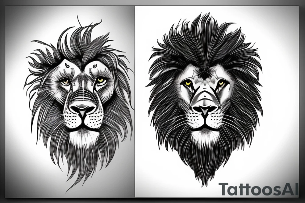 Aggressive lion head tattoo idea