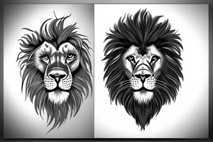 Aggressive lion head tattoo idea