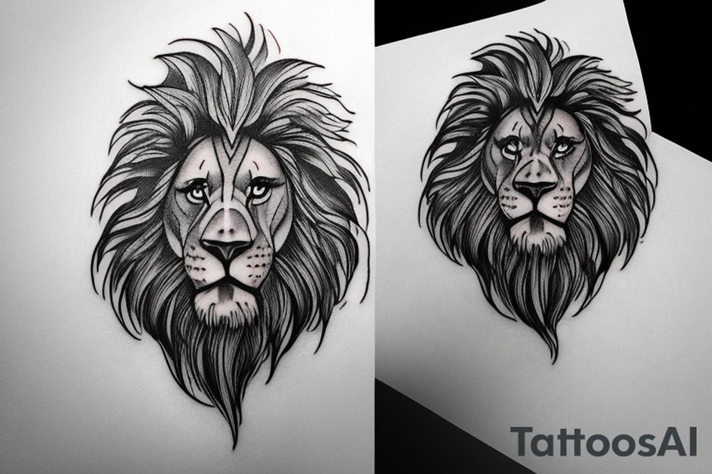 Lion head fire tattoo idea