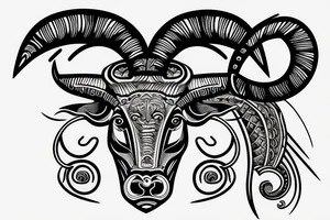 RAM head with spiraling horns tattoo idea